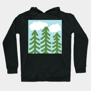Can’t see the wood for the trees - three lonely pine trees and fluffy white clouds Hoodie